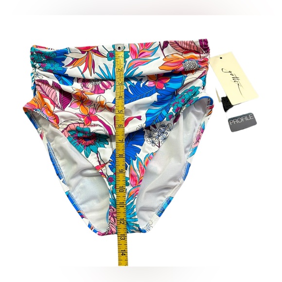 PROFILE BY GOTTEX high waist white floral multicolor full coverage swim bottoms - Picture 4 of 6